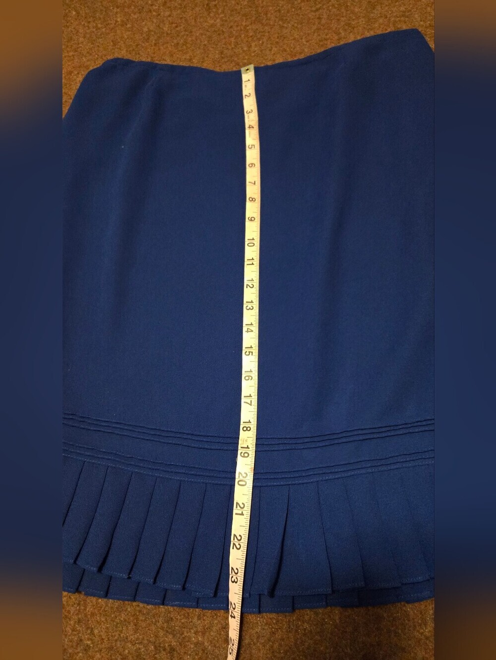 Royal Blue Skirt Missing Brand Tag Pleated Hem Size 16 Very Good Quality Lined - Picture 3 of 8